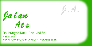 jolan ats business card